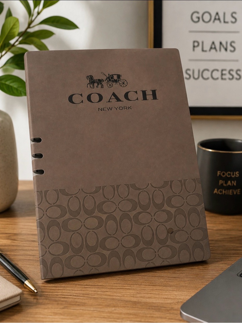 Coach Brown Signature Notebook